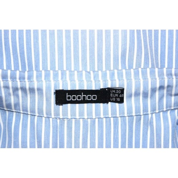 BOOHOO Oversized Boyfriend Button-Up in Blue/White Stripes (16/XL) - Picture 5 of 6